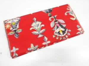 アンティーク　花模様織り出し　銘仙はぎれ反物